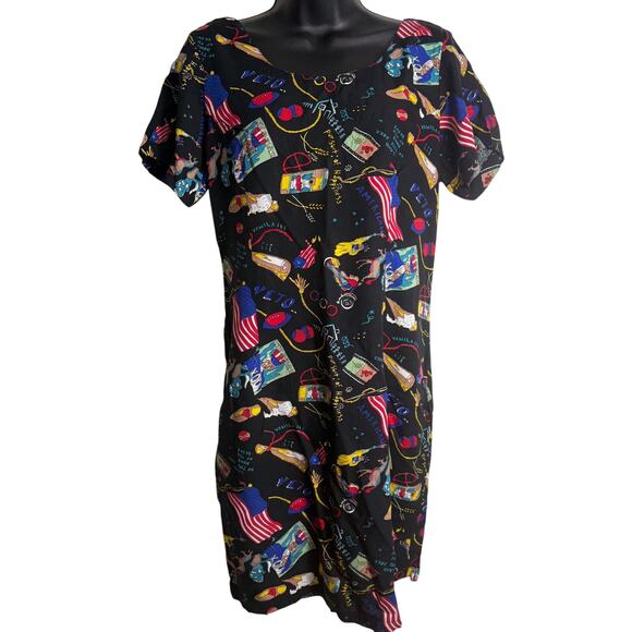 Pineapple Moon Dresses & Skirts - Pineapple Moon Vintage Dress Large 4th of July Sheath Black Short Sleeve New